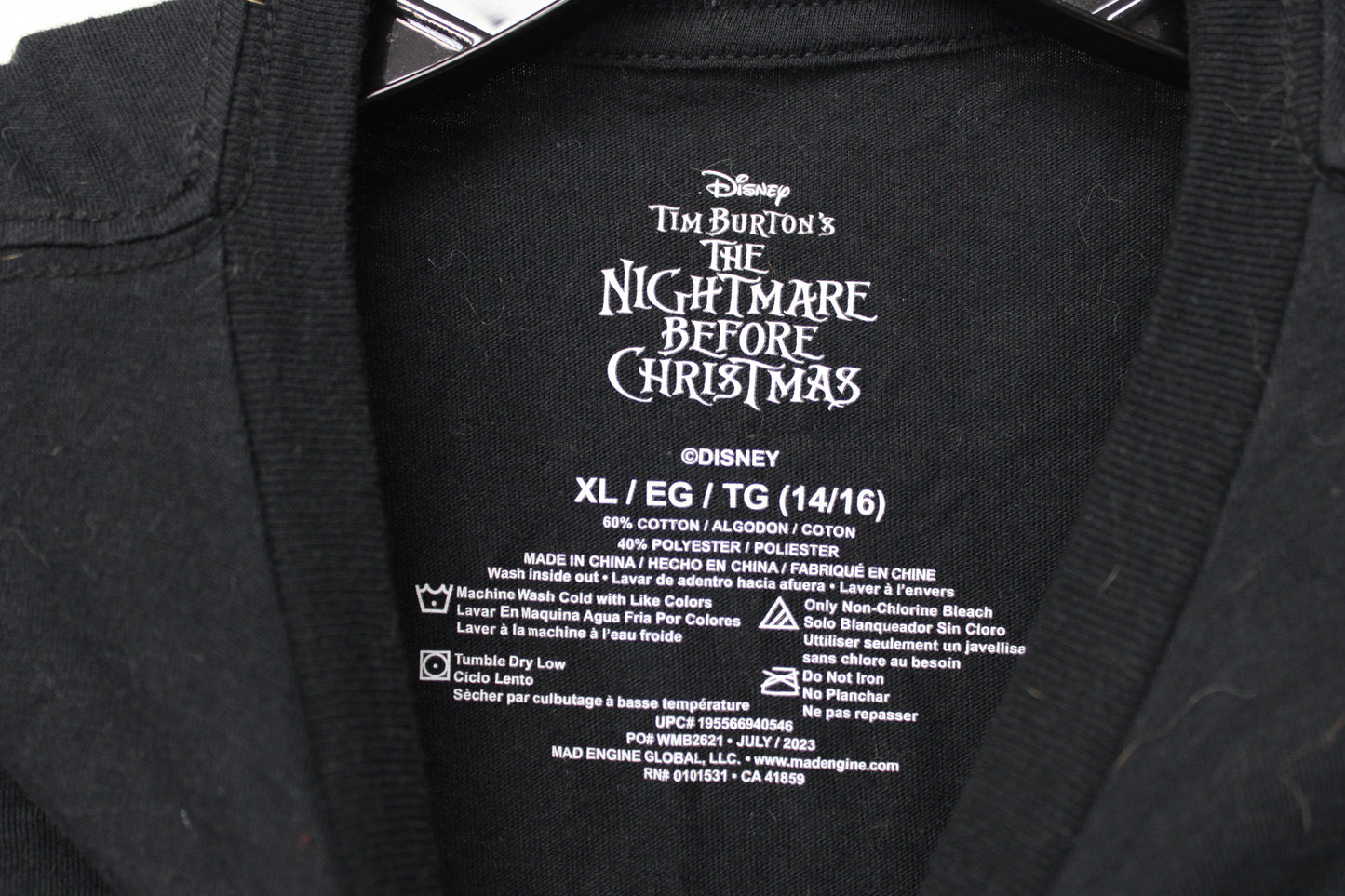 Disney The Nightmare Before Christmas T-Shirt, Black, Men’s XL