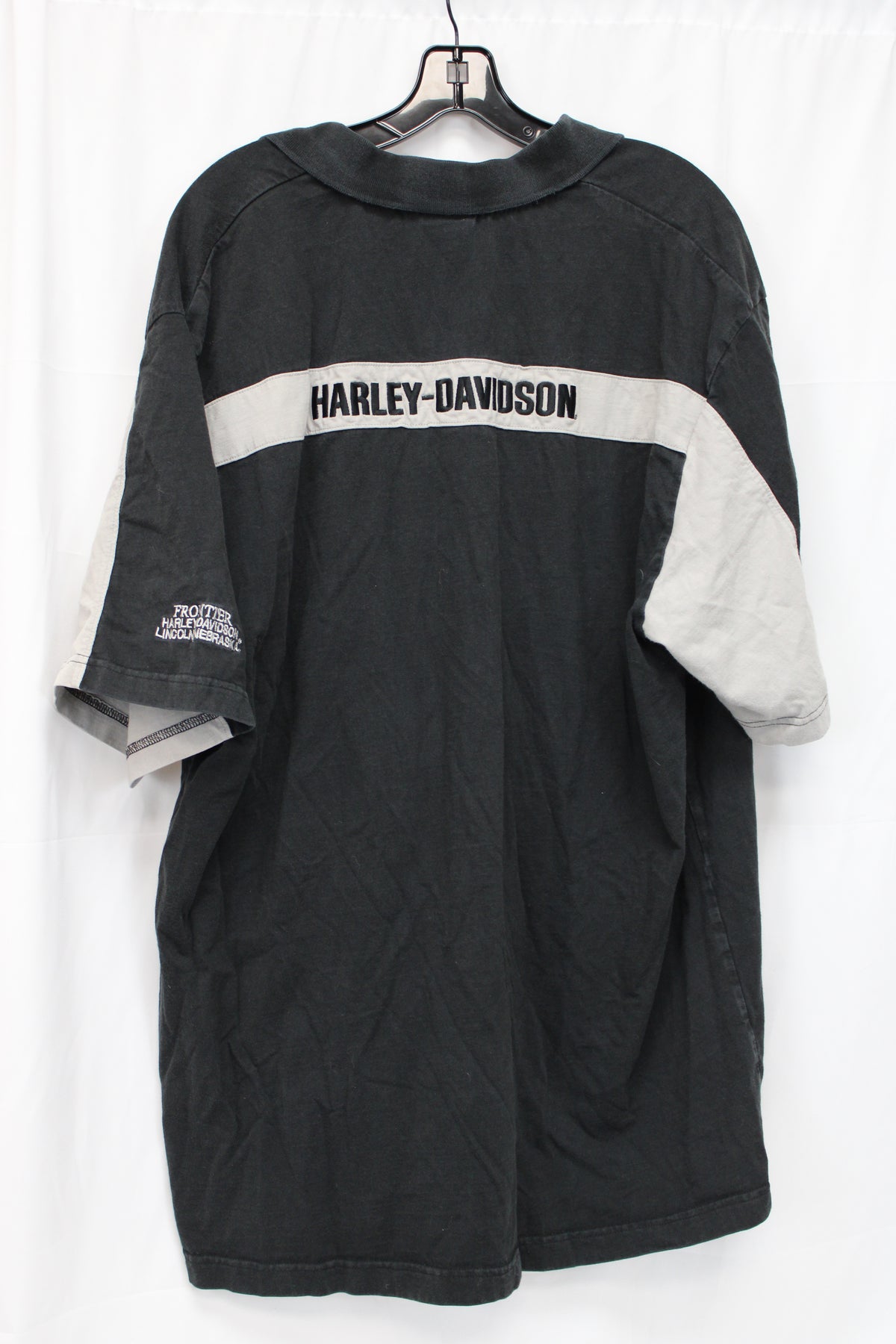 Harley Davidson Frontier Lincoln Nebraska Short Sleeve Polo, Black, Men’s XXL