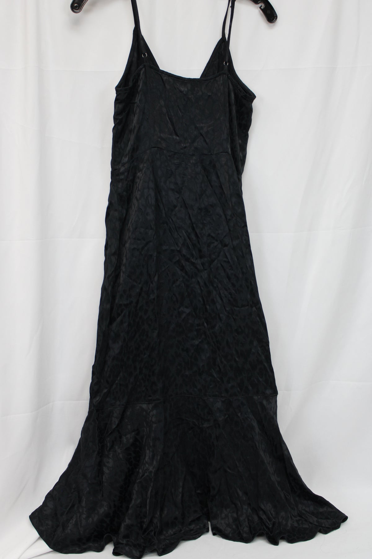 Abercrombie & Fitch Ruffled Leopard Print Spaghetti Strap Dress, Black, Women’s S