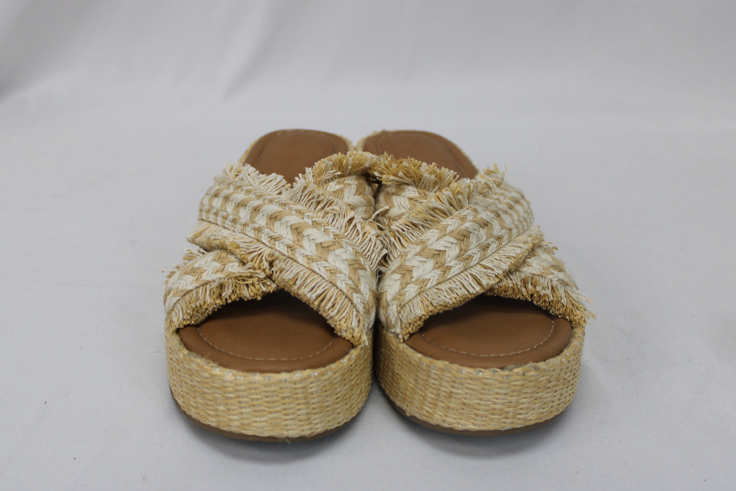 Universal Thread Woven Platform Sandals, Beige, Women’s 10