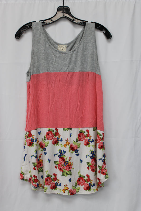 Women’s Color Block Floral Patterned Tank Top, Women’s M