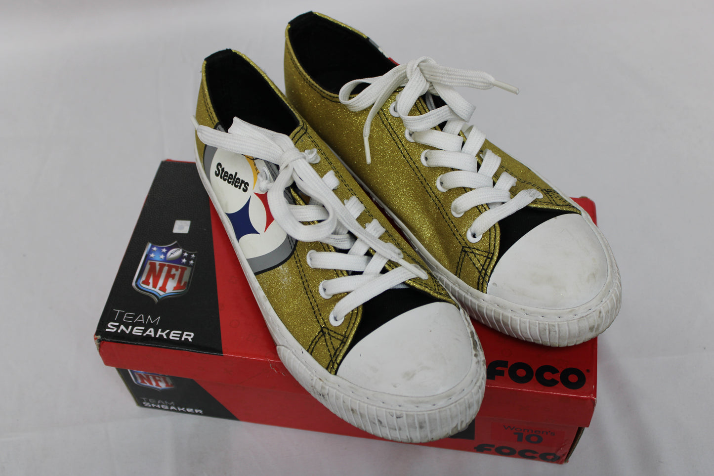 FOCO NFL Steelers Sneaker, Gold, Women’s 10