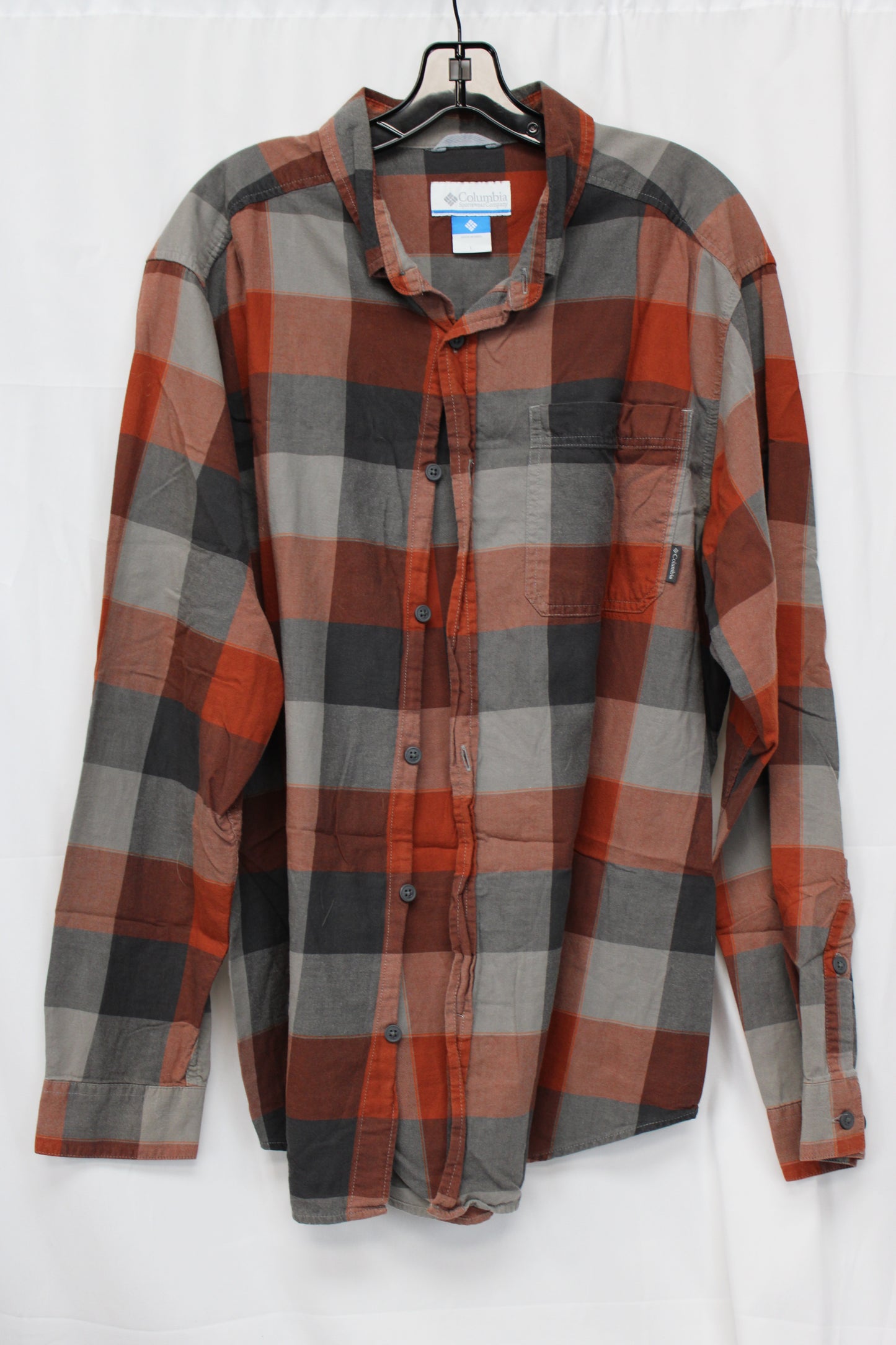 Columbia Long Sleeve Flannel Shirt, Men’s L