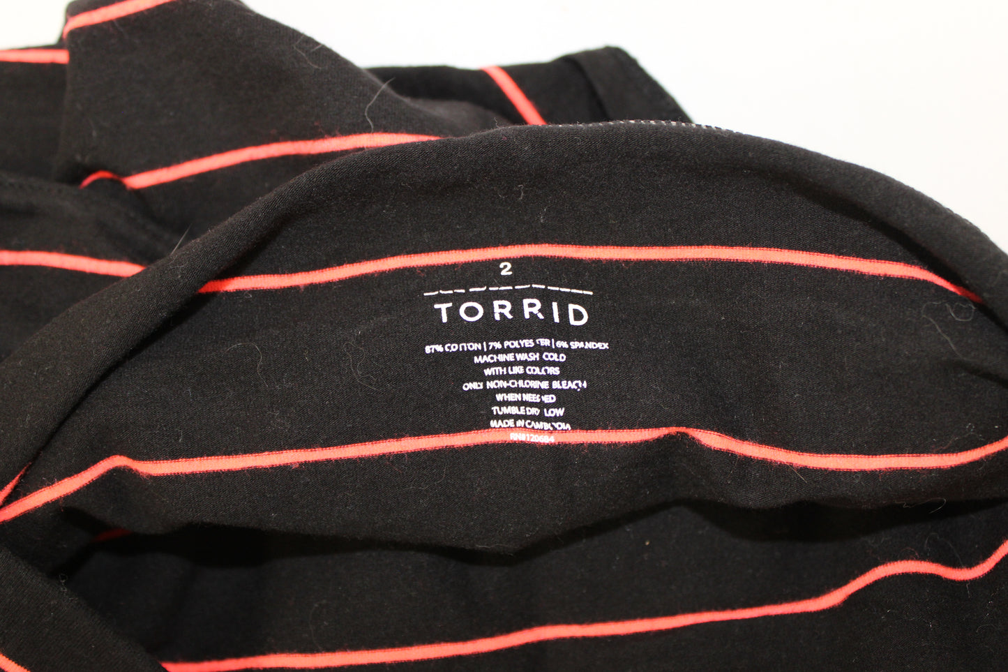 Torrid Striped Pencil Skirt, Black/Coral, Women’s 2