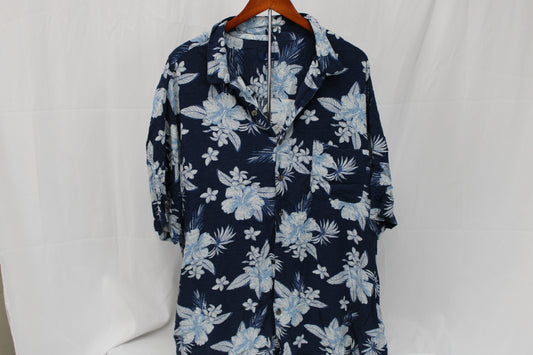 George Short Sleeve Button Down Dress Shirt, Floral Print, Men’s XXXL