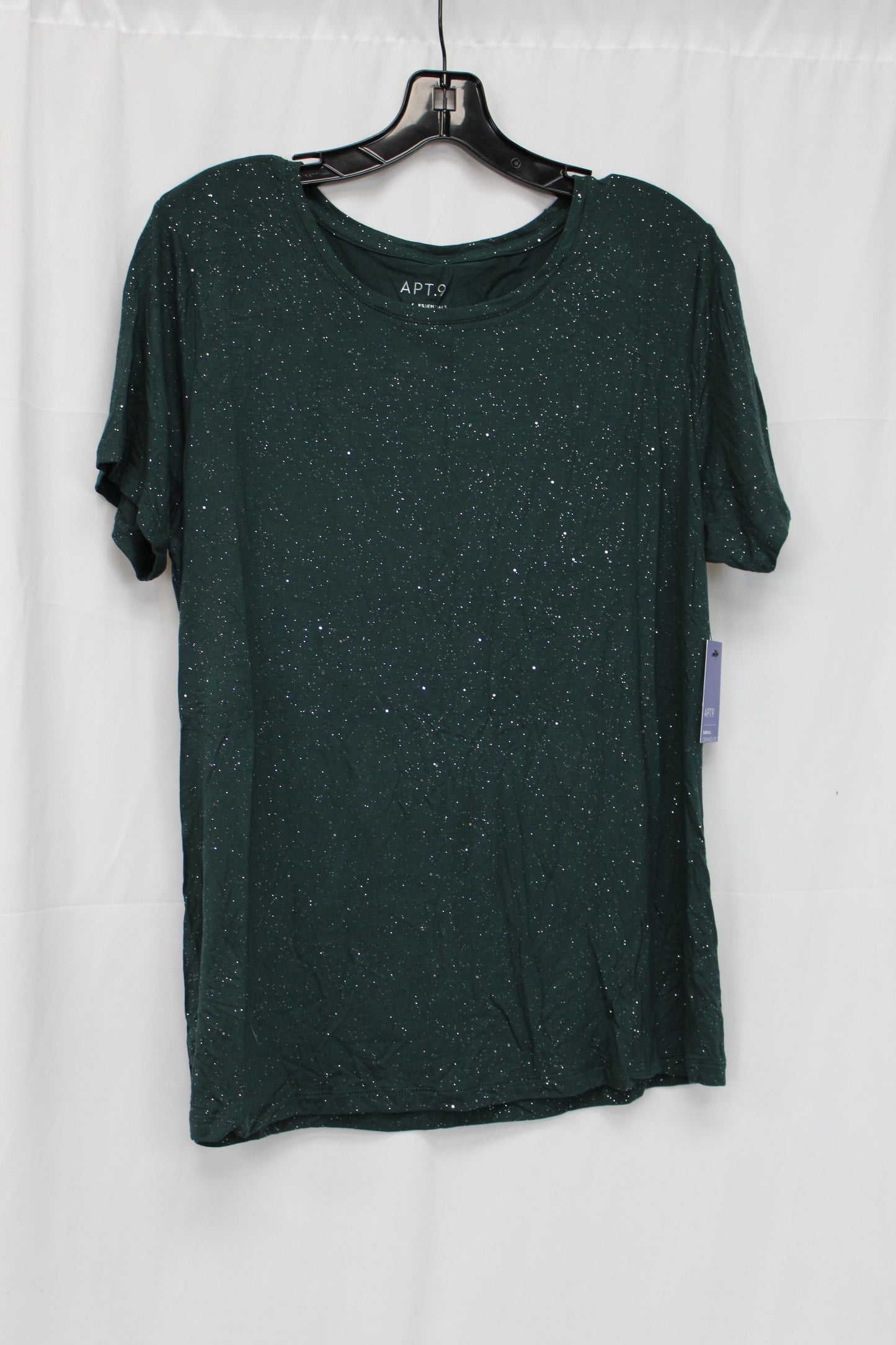 Apt. 9 Short Sleeve Metallic Shirt, Green, Women’s L