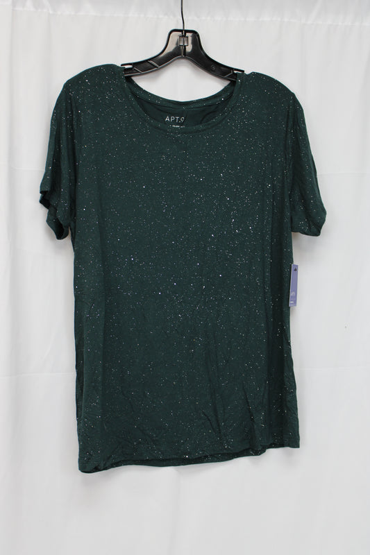Apt. 9 Short Sleeve Metallic Shirt, Green, Women’s L