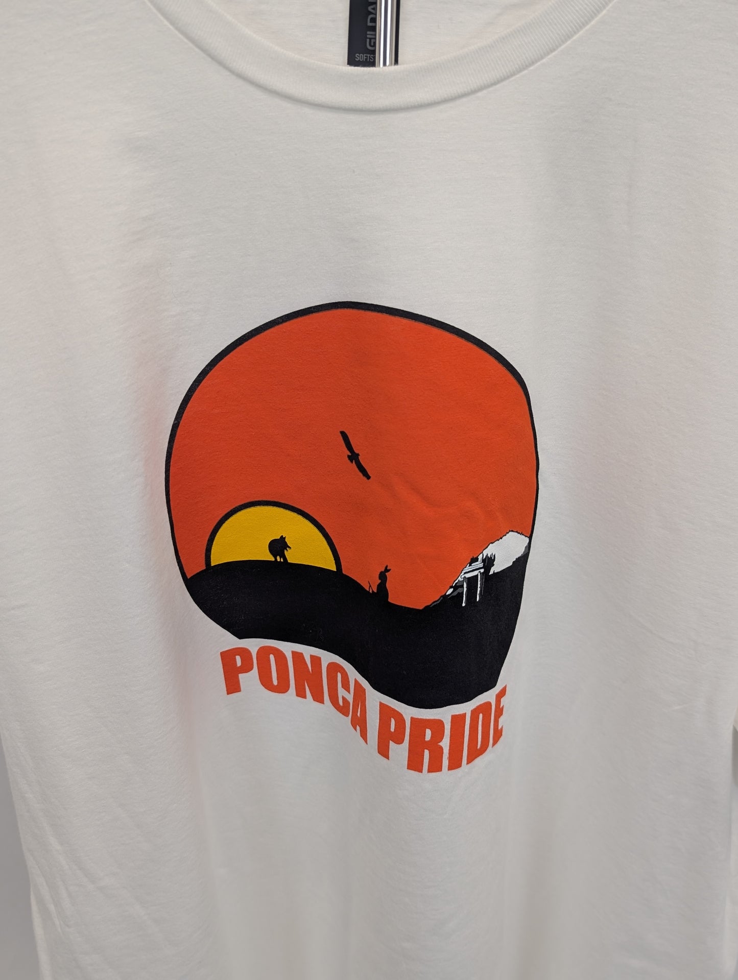 Ponca Pride landmark graphic t-shirt, white, Adult S-3XL