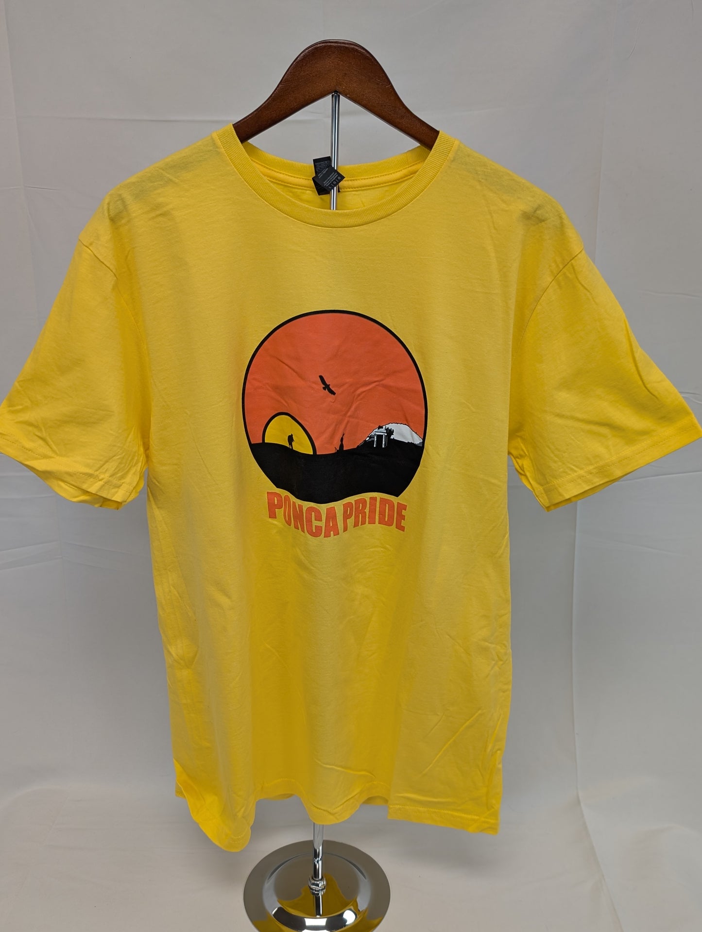 Ponca Pride landmark graphic t-shirt, yellow, Adult S-3XL