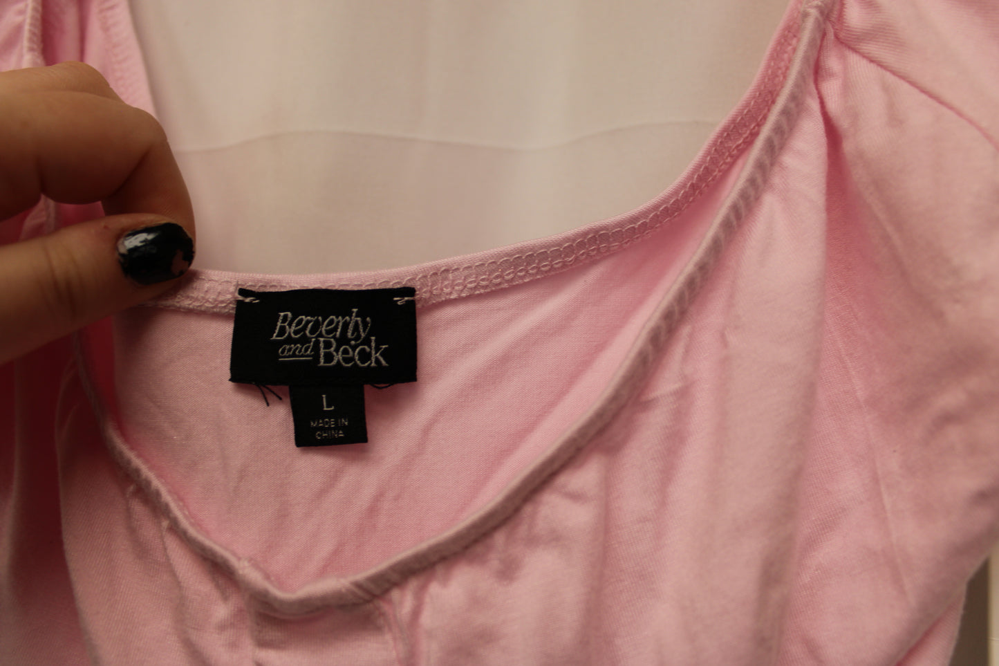 Beverly & Beck Short Sleeve Low Neck Blouse, Pink, Women’s L