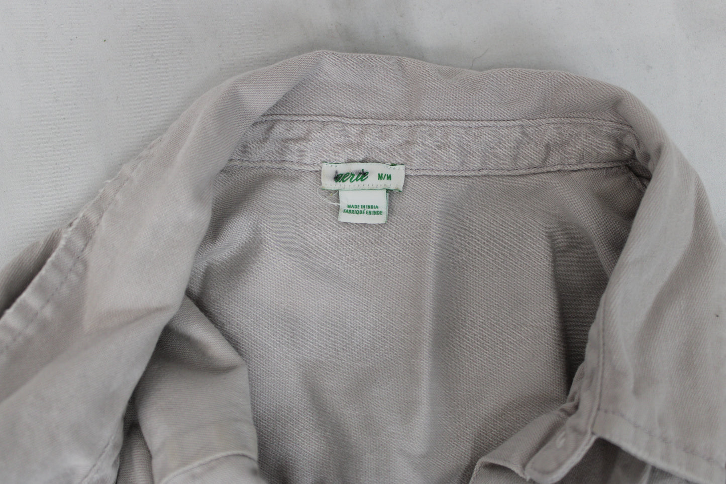 Aerie Button Down Beige Shirt, Mens M