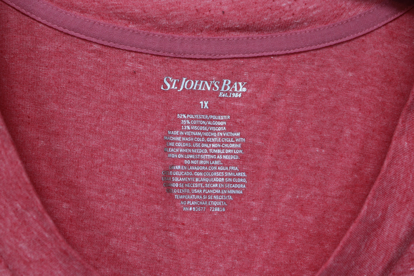 St. John’s Bay Short Sleeve Shirt, Pink, Women’s XL