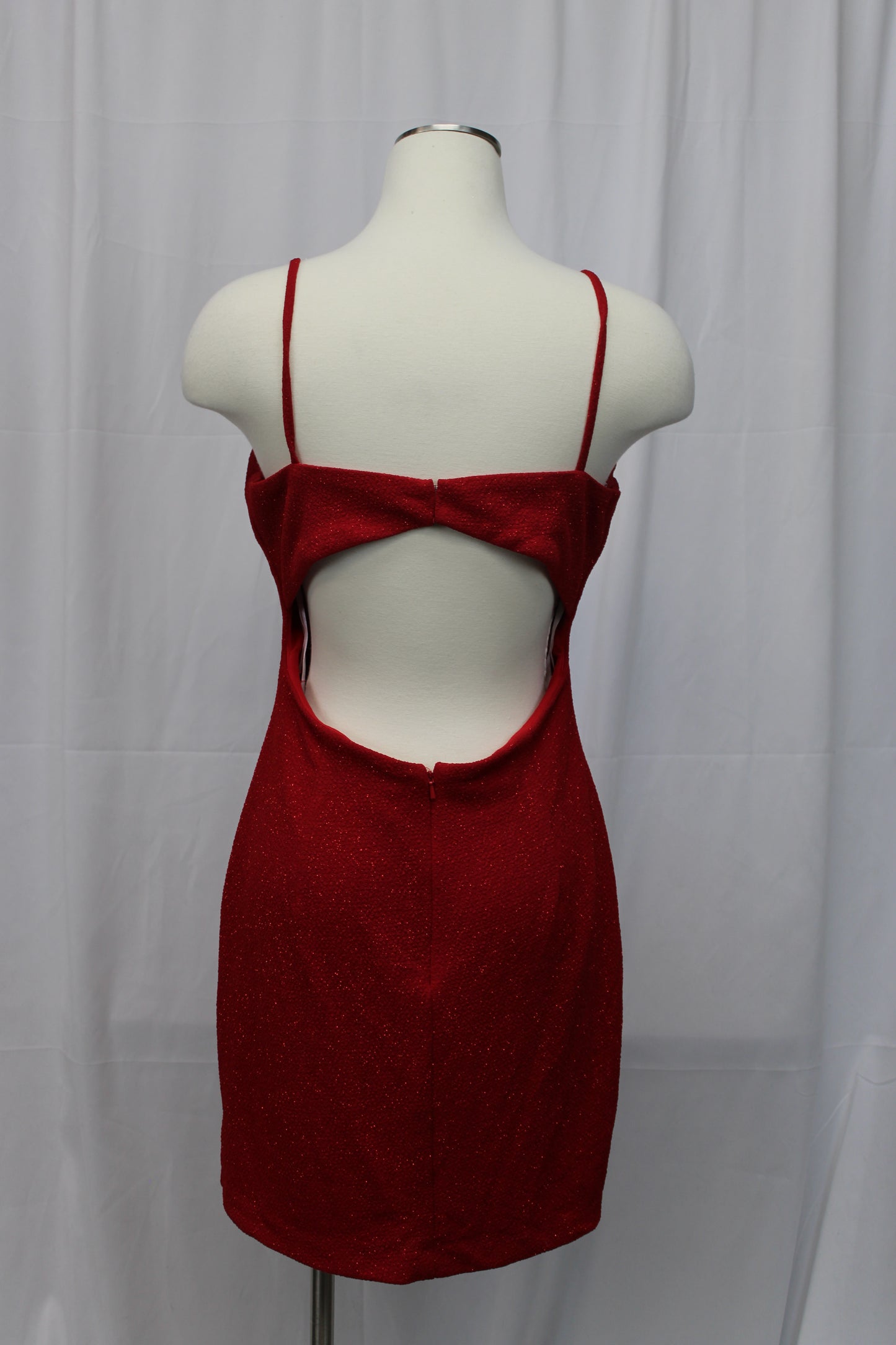 Alyce Paris Open Back Spaghetti Strap Mini Dress, Red, Women’s M