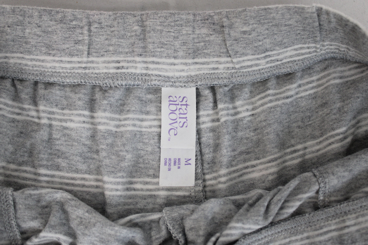 Stars Above Striped Pajama Shorts, Gray/White, Women’s M
