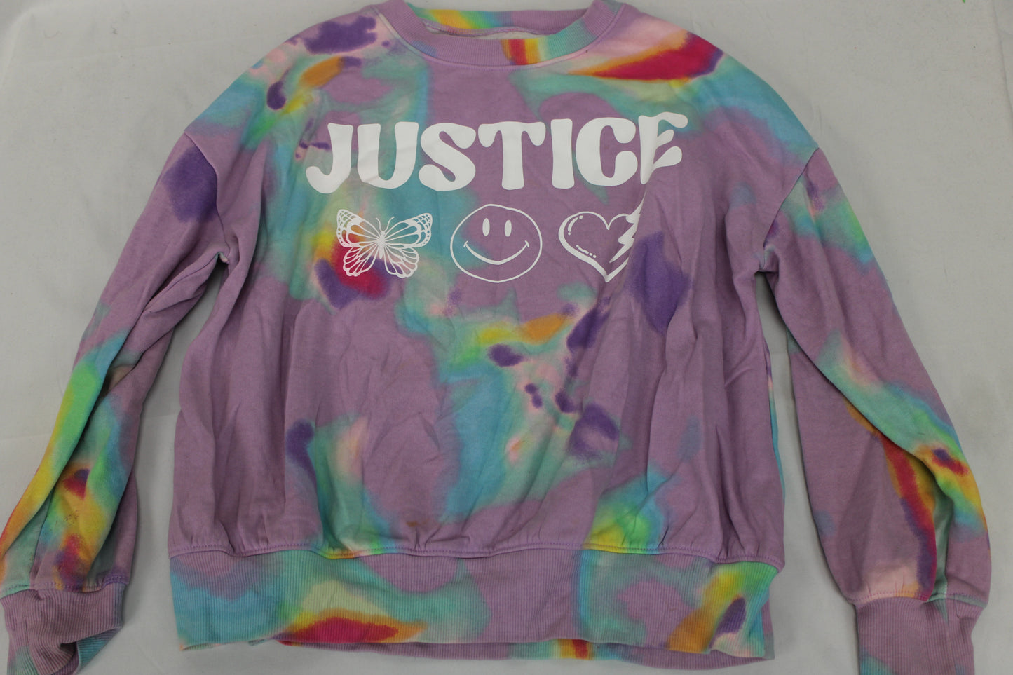 Justice Graphic Crewneck Tie Dye Sweater, Purple, Girls L