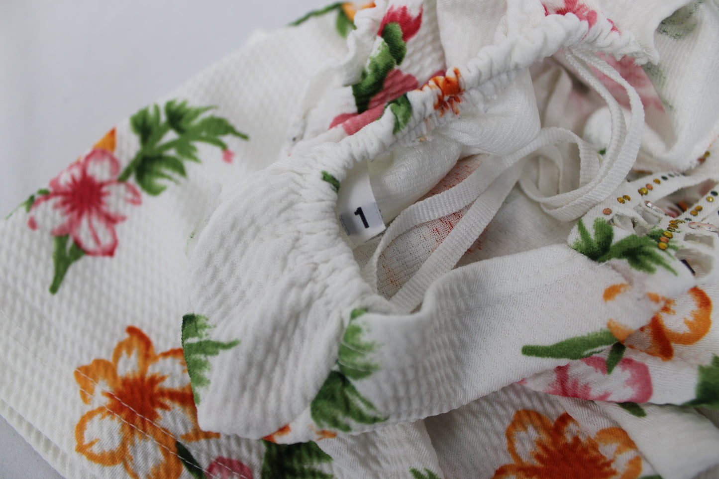 Floral Halter Top Romper, White, 1T