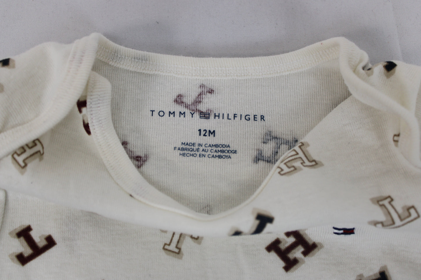 Tommy Hilfiger Onesie, White, Infants 12M