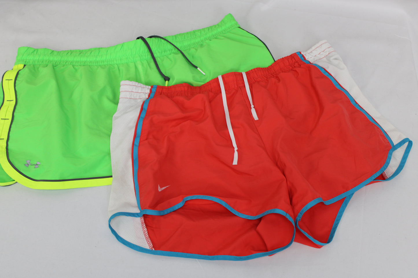 Nike/Under Amour Athletic Shorts Bundle(2), Green/Coral, Women’s L