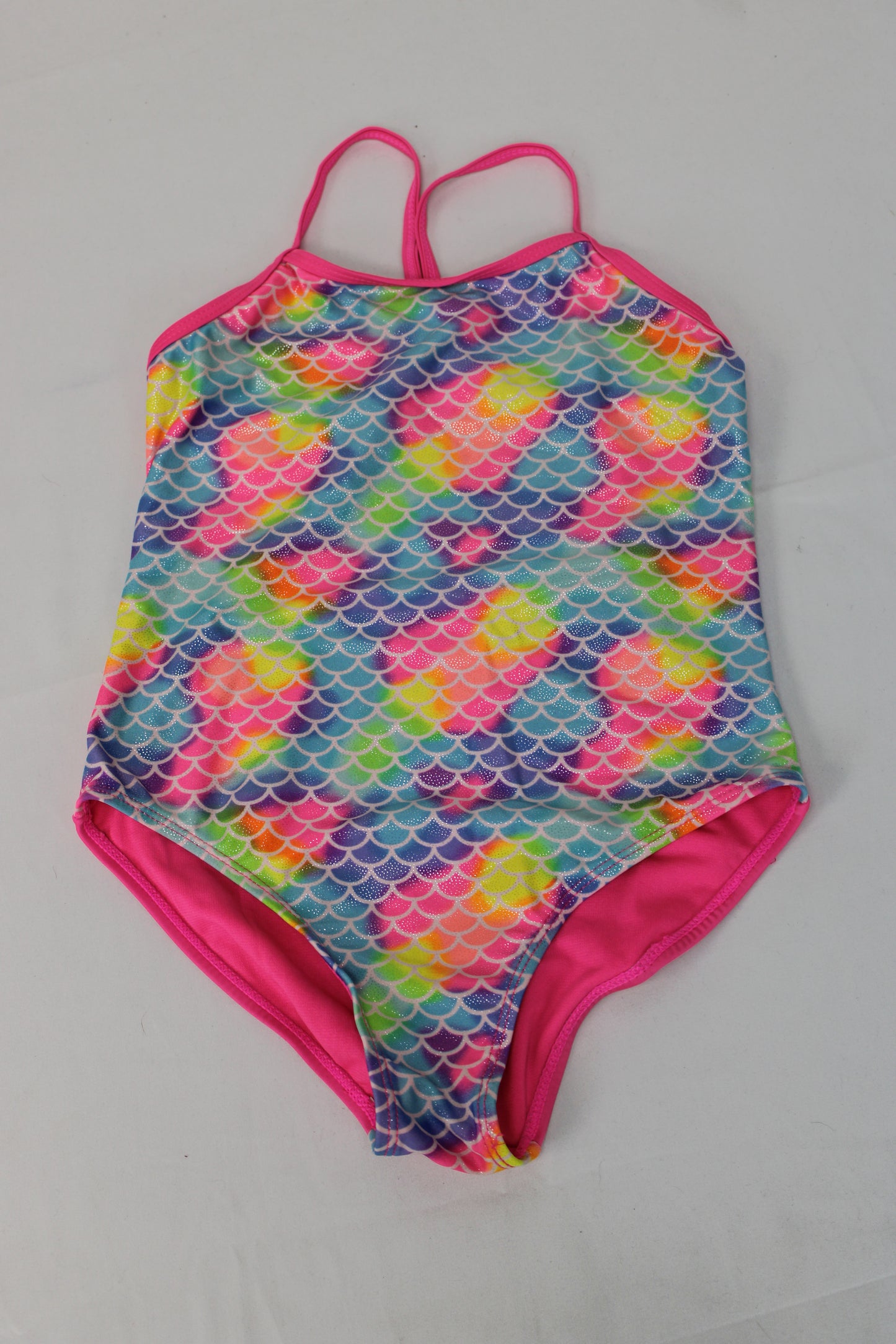 Wonder Nation Multicolor Mermaid Scale One Piece Swimsuit, Girls L