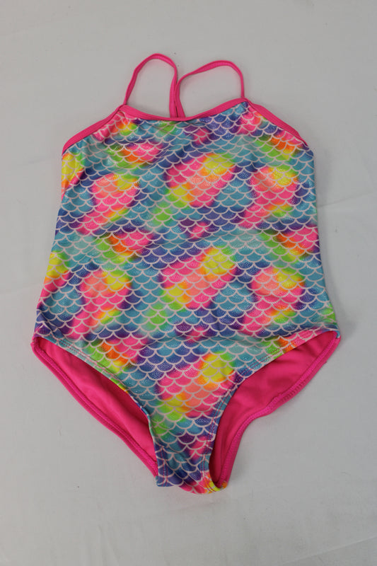 Wonder Nation Multicolor Mermaid Scale One Piece Swimsuit, Girls L