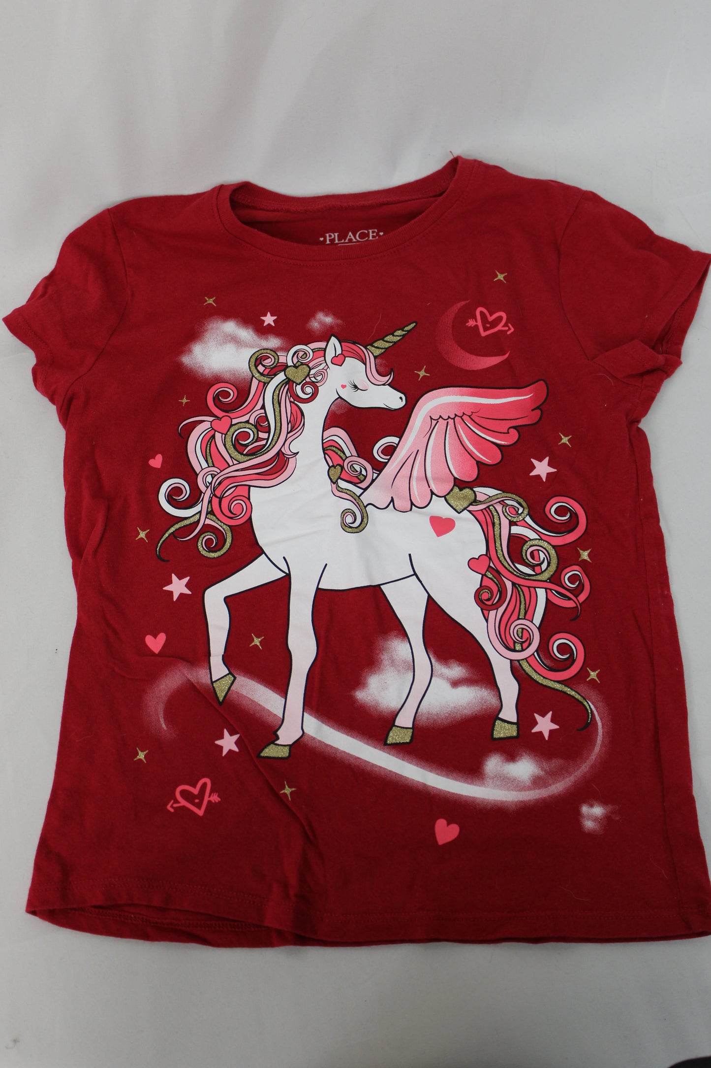 Place Unicorn T-Shirt, Red, Girls M