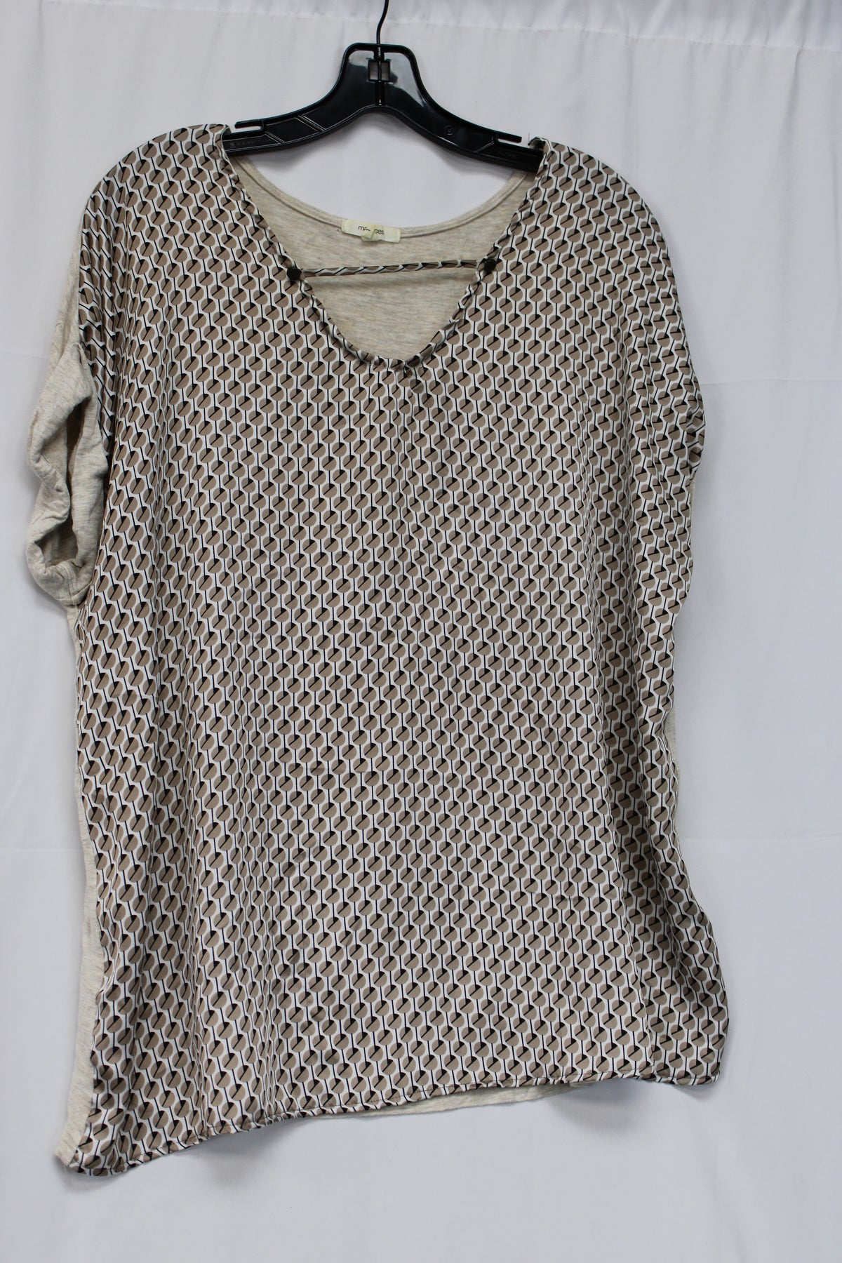 Maurices Patterned Short Sleeve Shirt, Beige, Women’s L