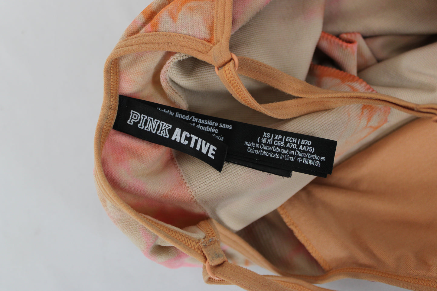 PINK Active Tie Dye Sports Bra, Orange, Women’s XS