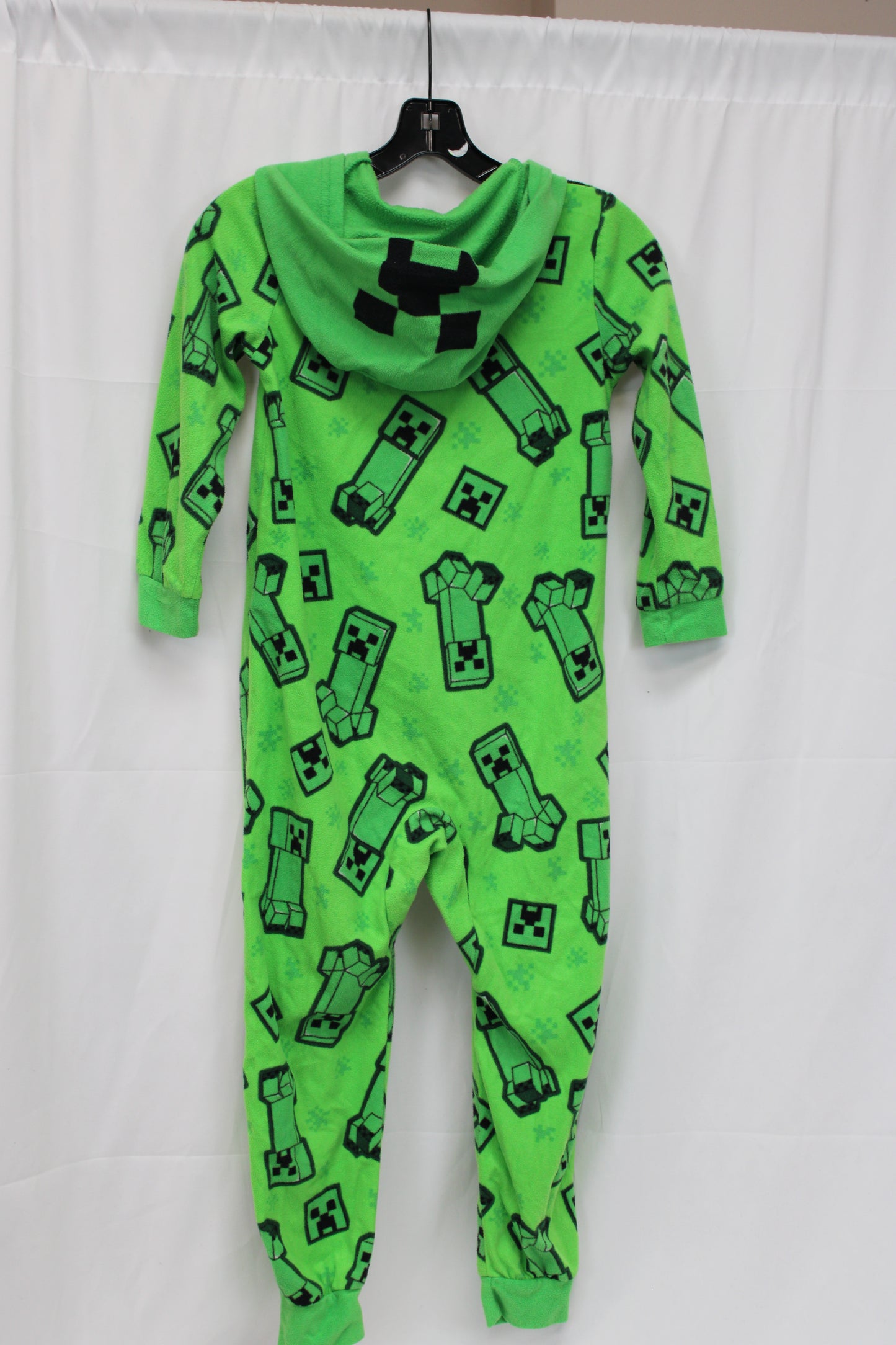 Minecraft Print Hooded Onesie, Green, Boys 8