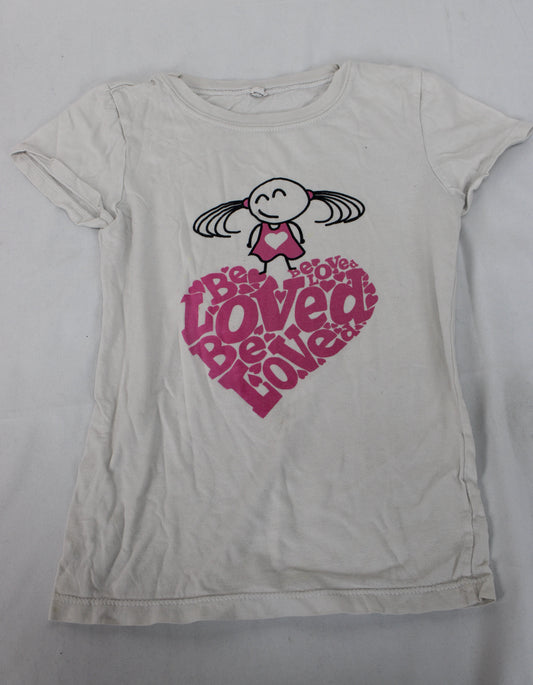 Be Loved Short Sleeve T-Shirt, White, Girls S