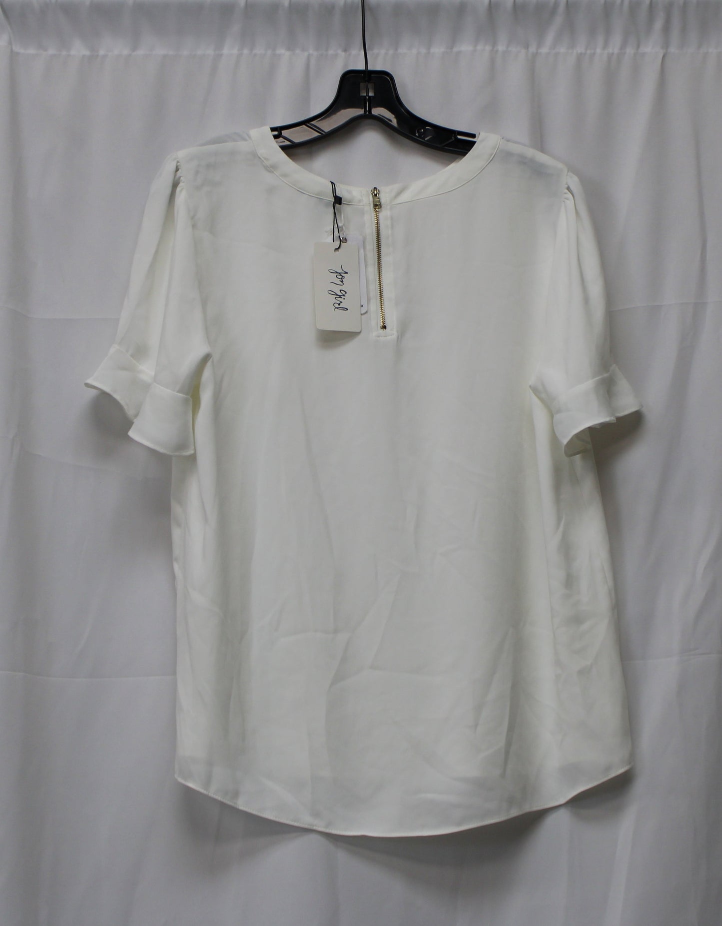 Naked Zebra Short Sleeve Blouse, White, Women’s L
