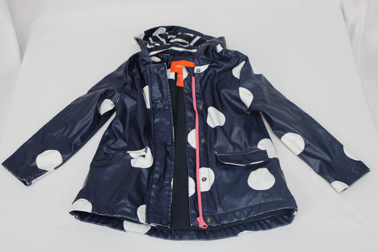 Joe Fresh Polka Dot Rain Jacket, Navy, Girls 4T