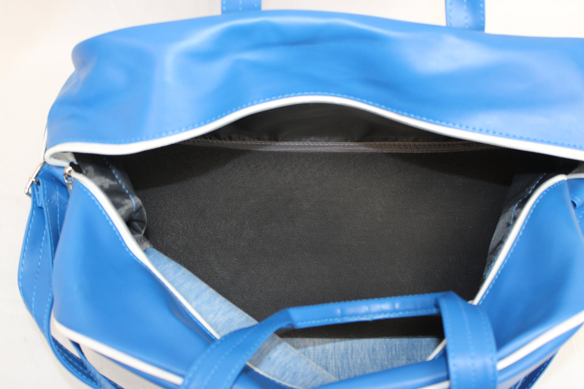 Gemline 1970s Vintage Leather Travel Duffle Bag, Blue