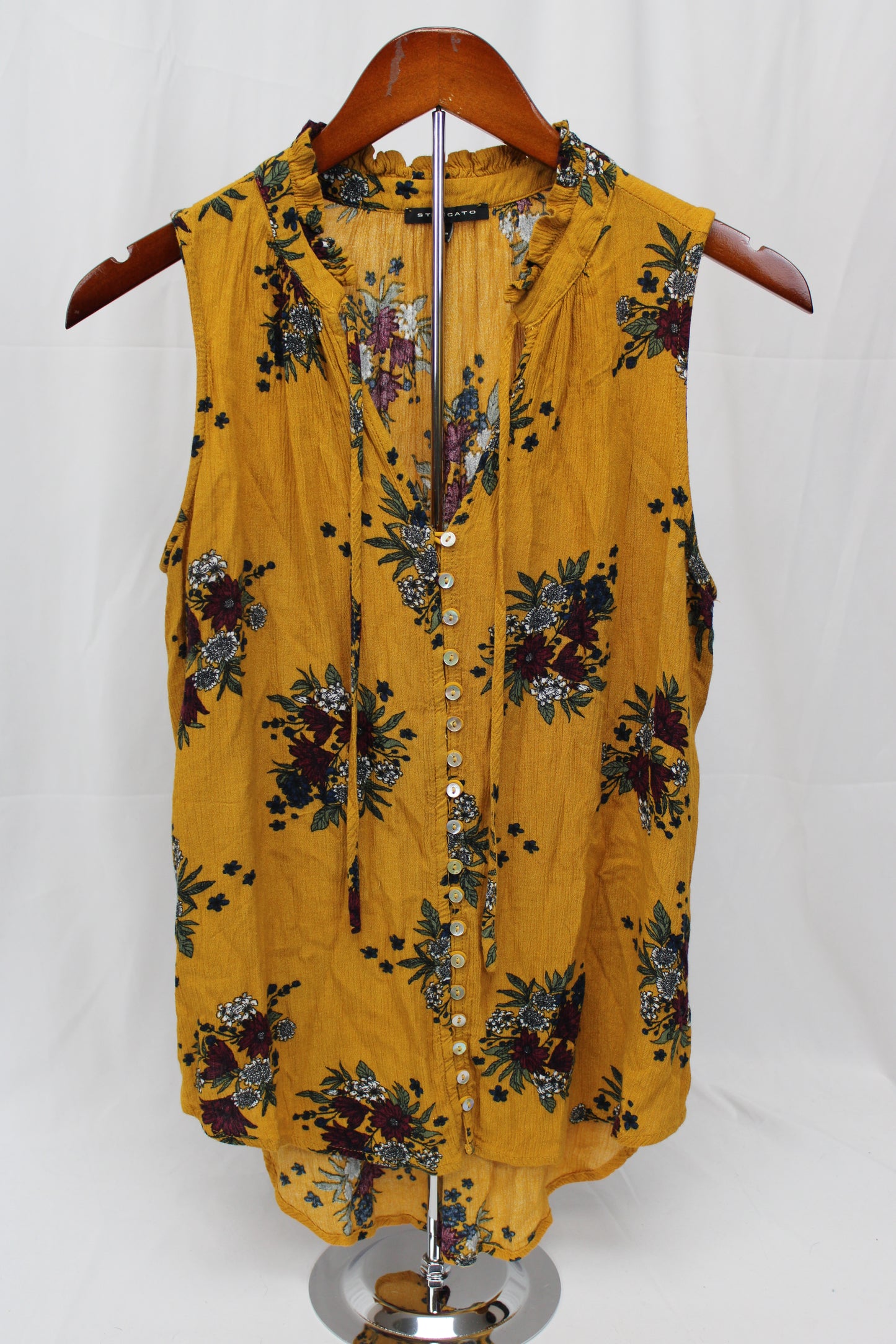 Staccato Floral Button Down Top, Yellow, Women’s S