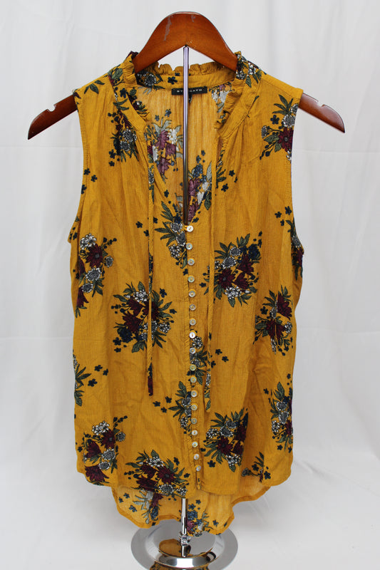 Staccato Floral Button Down Top, Yellow, Women’s S
