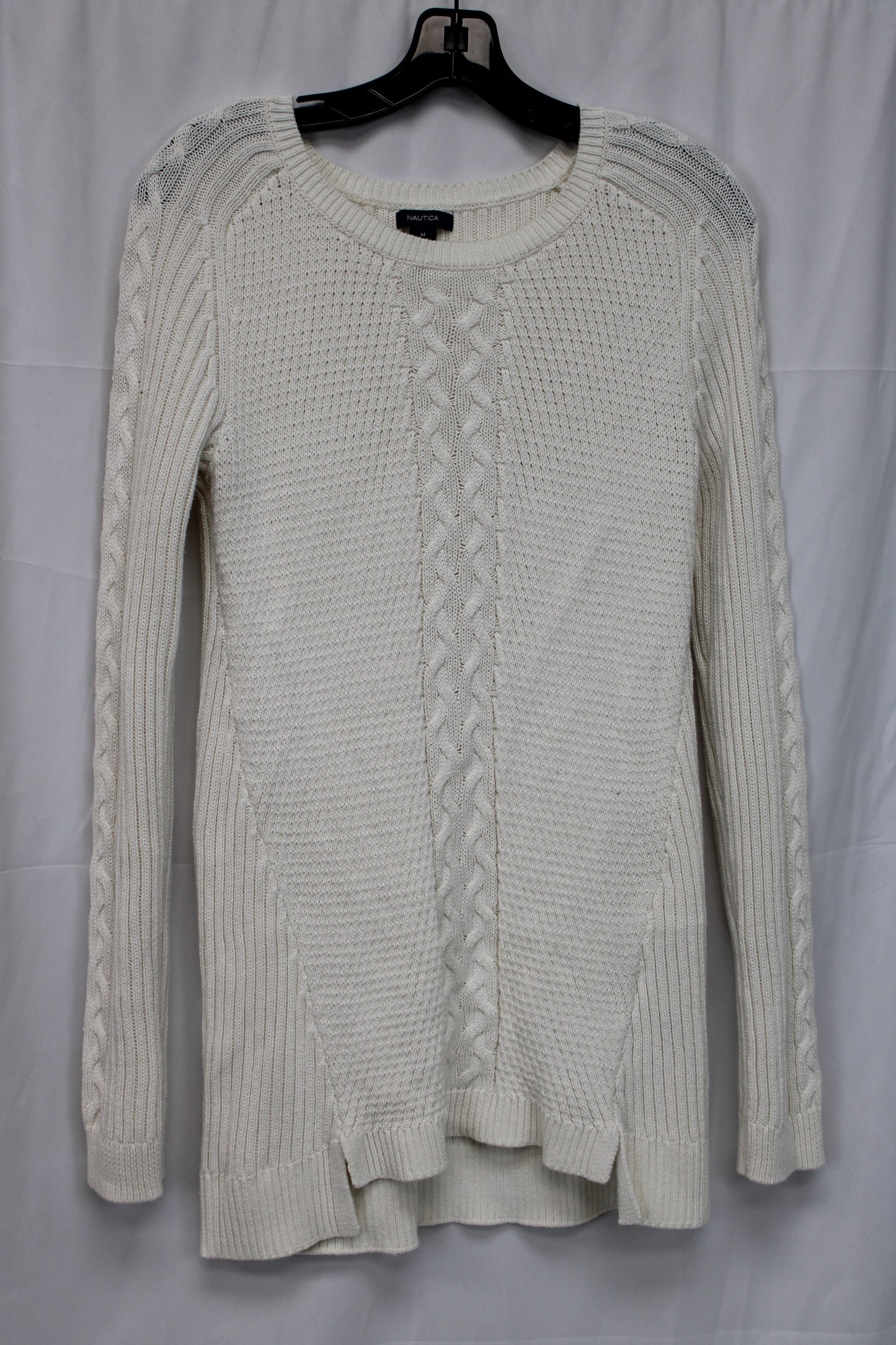 Nautica Long Sleeve Knit Sweater Dress, White, Women’s M