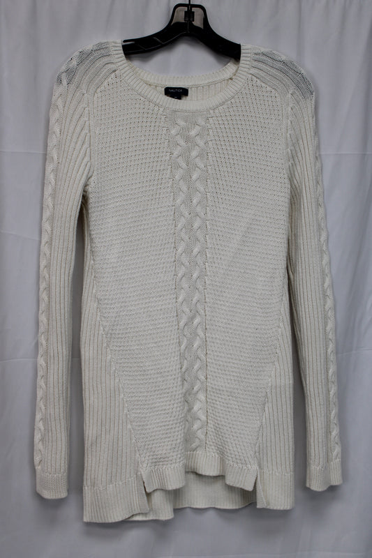 Nautica Long Sleeve Knit Sweater Dress, White, Women’s M