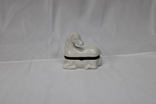 Vintage Porcelain Horse Trinket Box