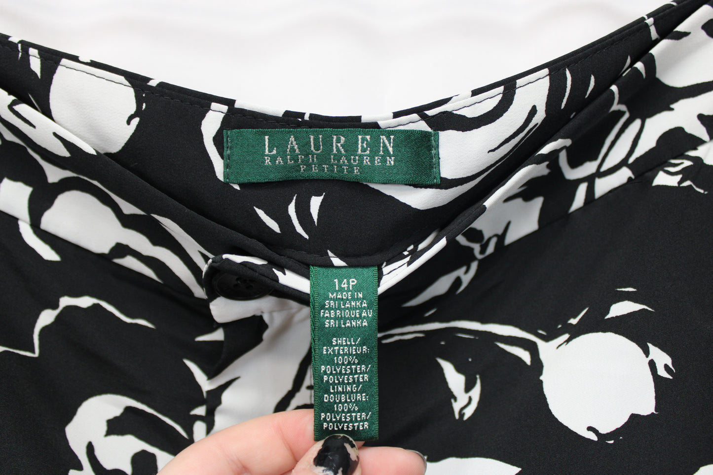 Ralph Lauren Rose Pants, Black/White, Women’s 14 Petite