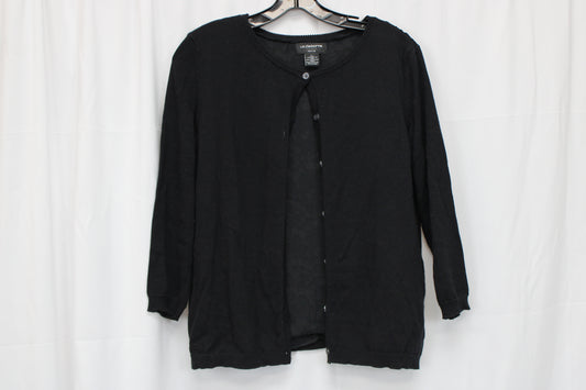 Liz Claiborne Textured Cardigan, Black, Women’s Petite M