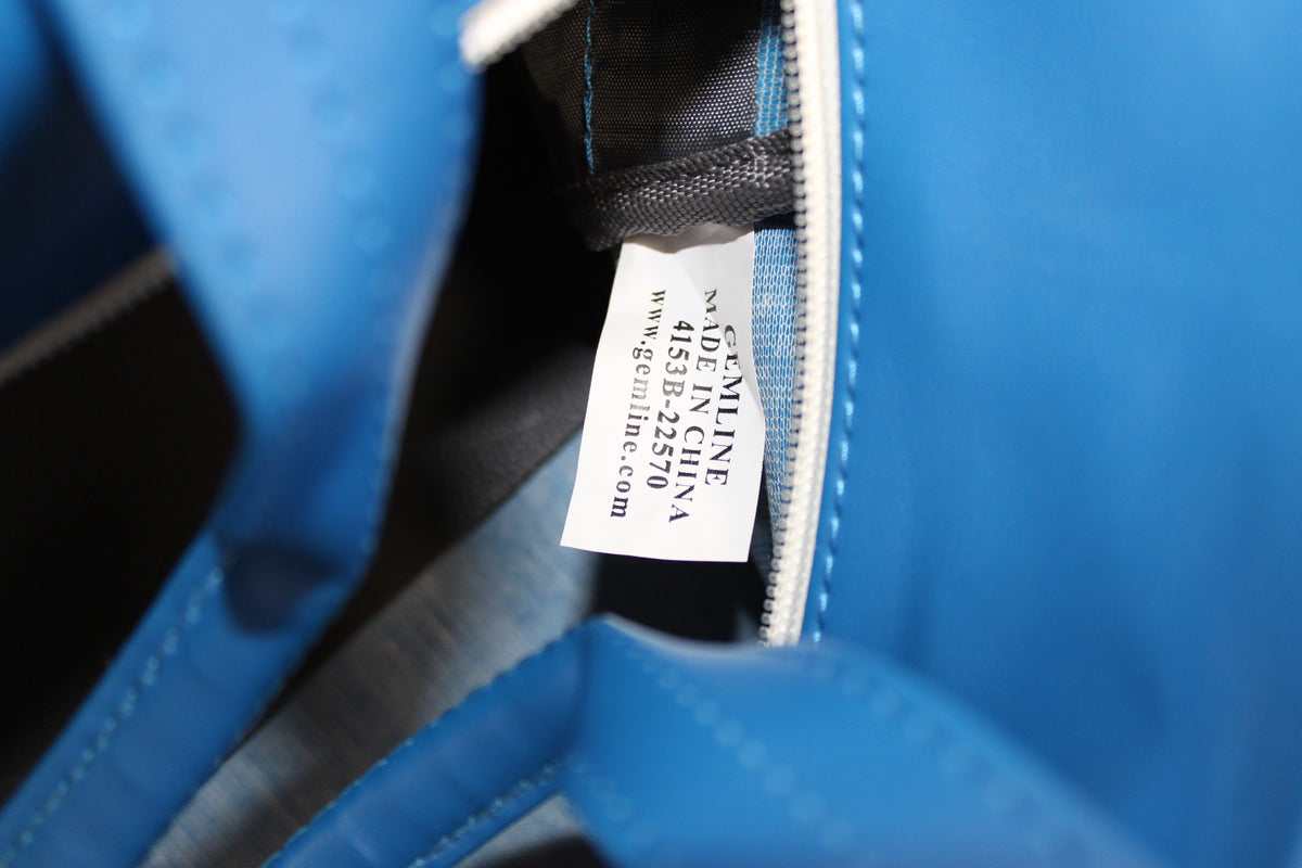 Gemline 1970s Vintage Leather Travel Duffle Bag, Blue