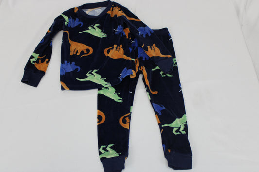 Carter’s Fleece Two Piece Dinosaur Pajama Set, Navy, 2T
