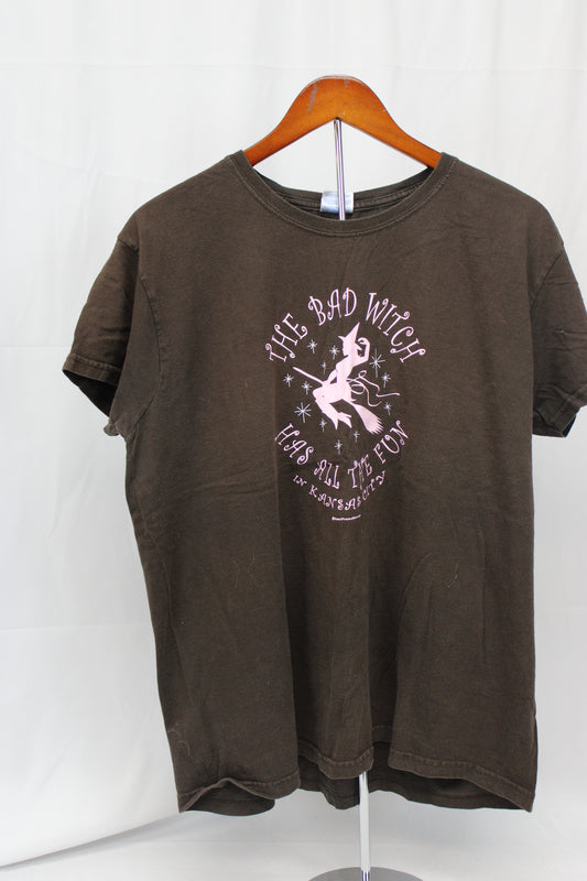 Gildan The Bad Witch Has All The Fun T-Shirt, Brown/Pink, Women’s XL