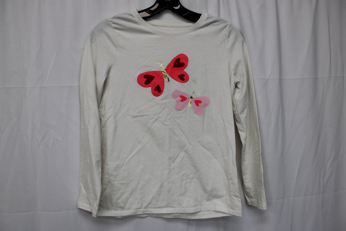 Cat & Jack Butterfly Long Sleeve T-Shirt, White, Youth XL