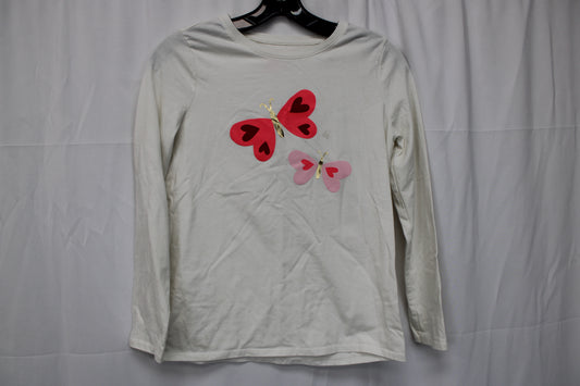 Cat & Jack Butterfly Long Sleeve T-Shirt, White, Youth XL
