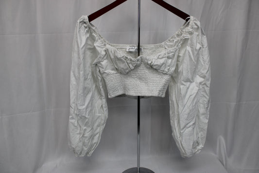 Petal and Pup Cropped Blouse, White, Women’s 6