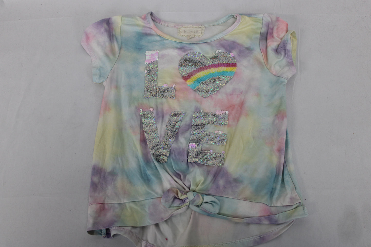 Btween Tie Dye Sequin Love T-Shirt, Girls 7
