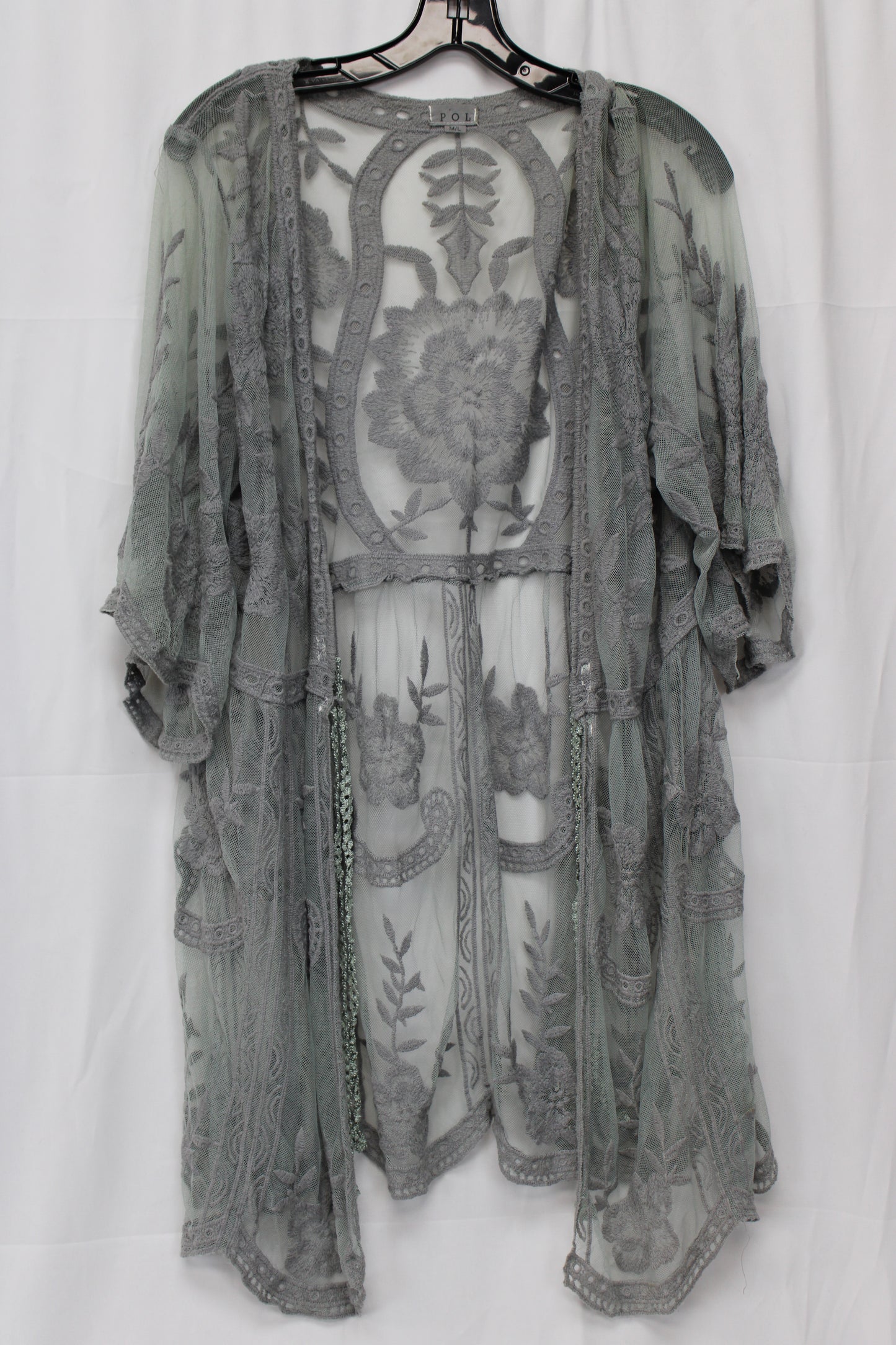 POL Sheer Cardigan, Gray/Blue, Women’s M