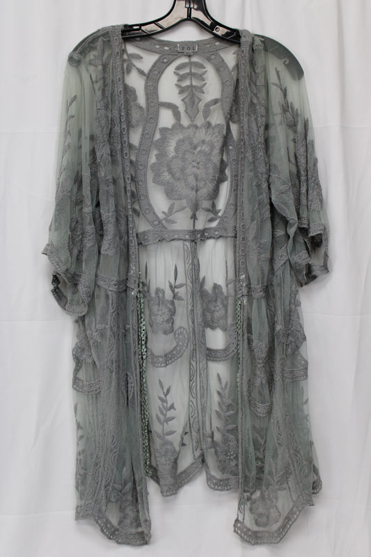 POL Sheer Cardigan, Gray/Blue, Women’s M
