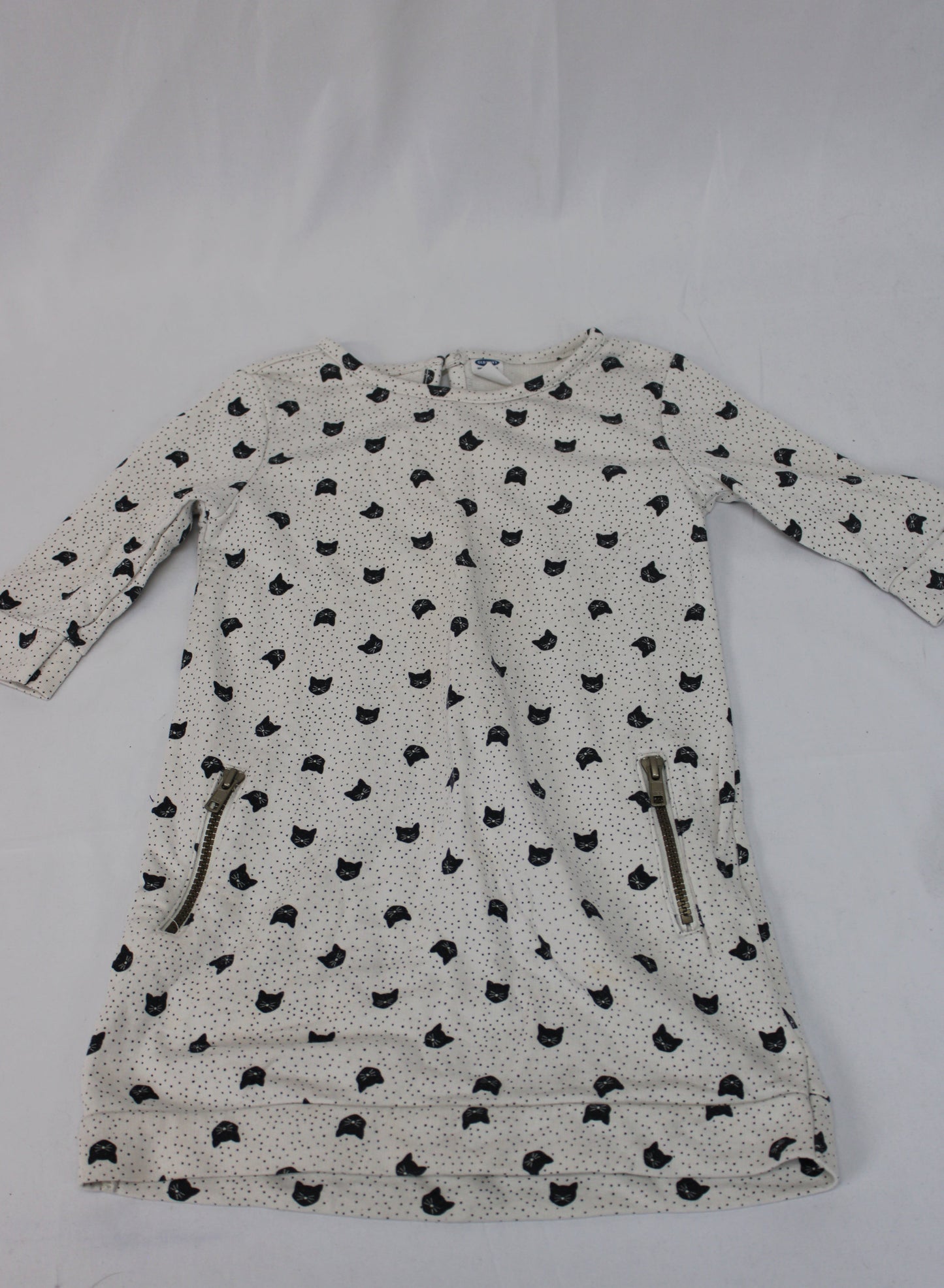 Old Navy Cat Print Dress, White, Girls 5T