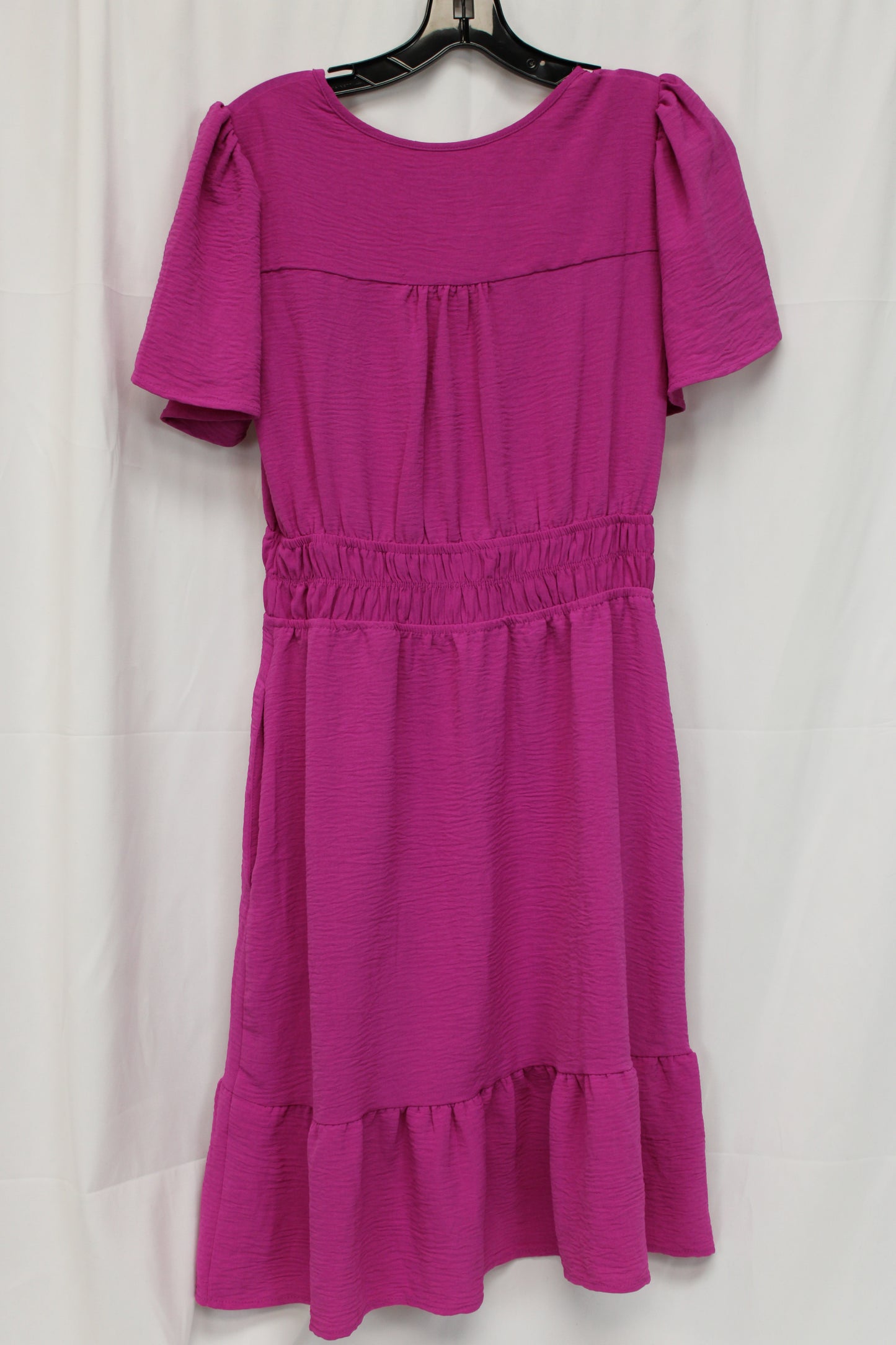 Monteau Short Sleeve Dress with Pockets, Pink, Women’s M